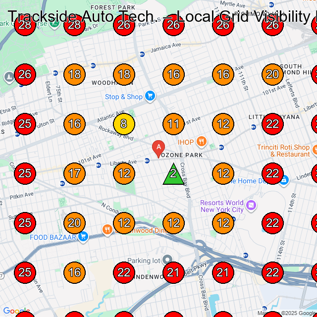 Trackside Auto Tech. GeoGrid visibility map for Auto Repair Shop in Richmond Hill